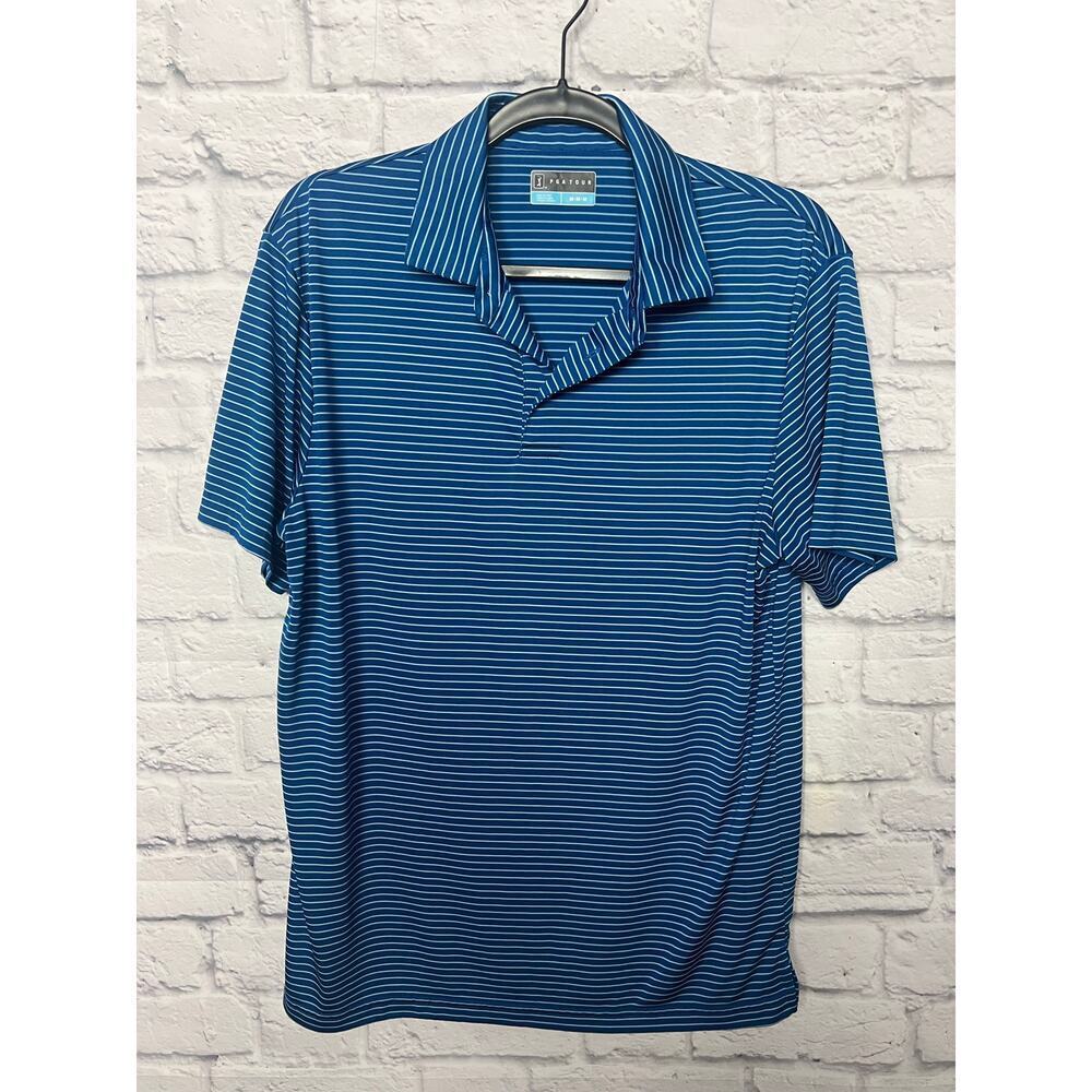 PGA Tour Striped Golf Polo - Men's Size Medium - Excellent!